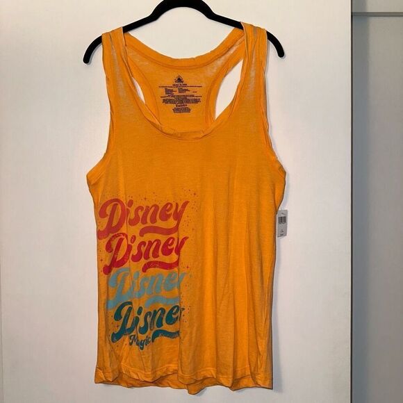 Disney Tops - Disney Parks Women's Orange Graphic Racerback Tank Top Size XL NWT